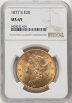 1877-S $20 Liberty Double Eagle NGC MS63 (518529038)