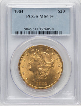 1904 $20 Liberty  Plus Liberty Double Eagle PCGS MS64+