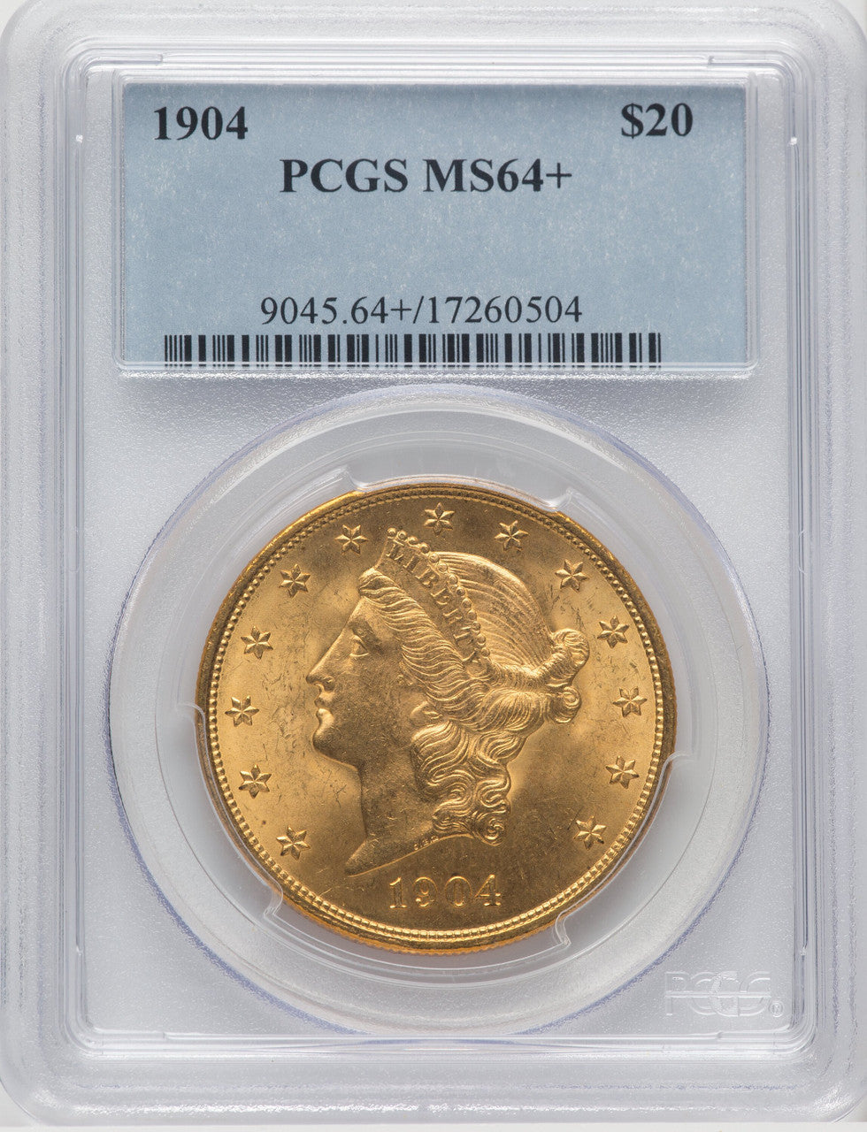 1904 $20 Liberty  Plus Liberty Double Eagle PCGS MS64+