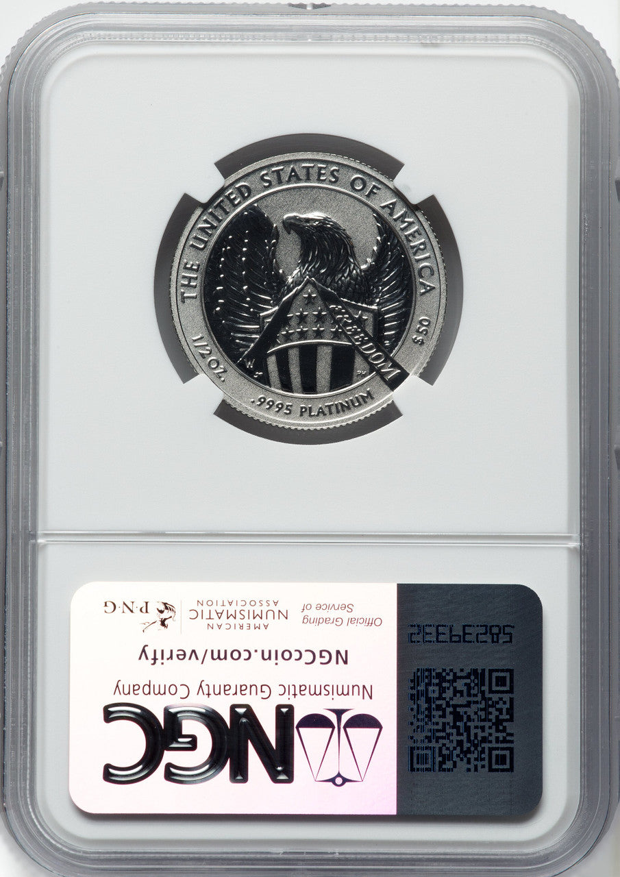 2007-W Reverse Proof Platinum Eagle 1/2 oz Brown Label NGC PF70