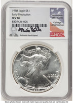 1988 Silver Eagle Early Production Mike Castle NGC PF70
