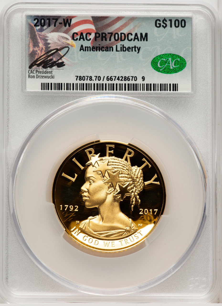 2017-W G$100 American Liberty High Relief Ron Drzewucki CACG PR70