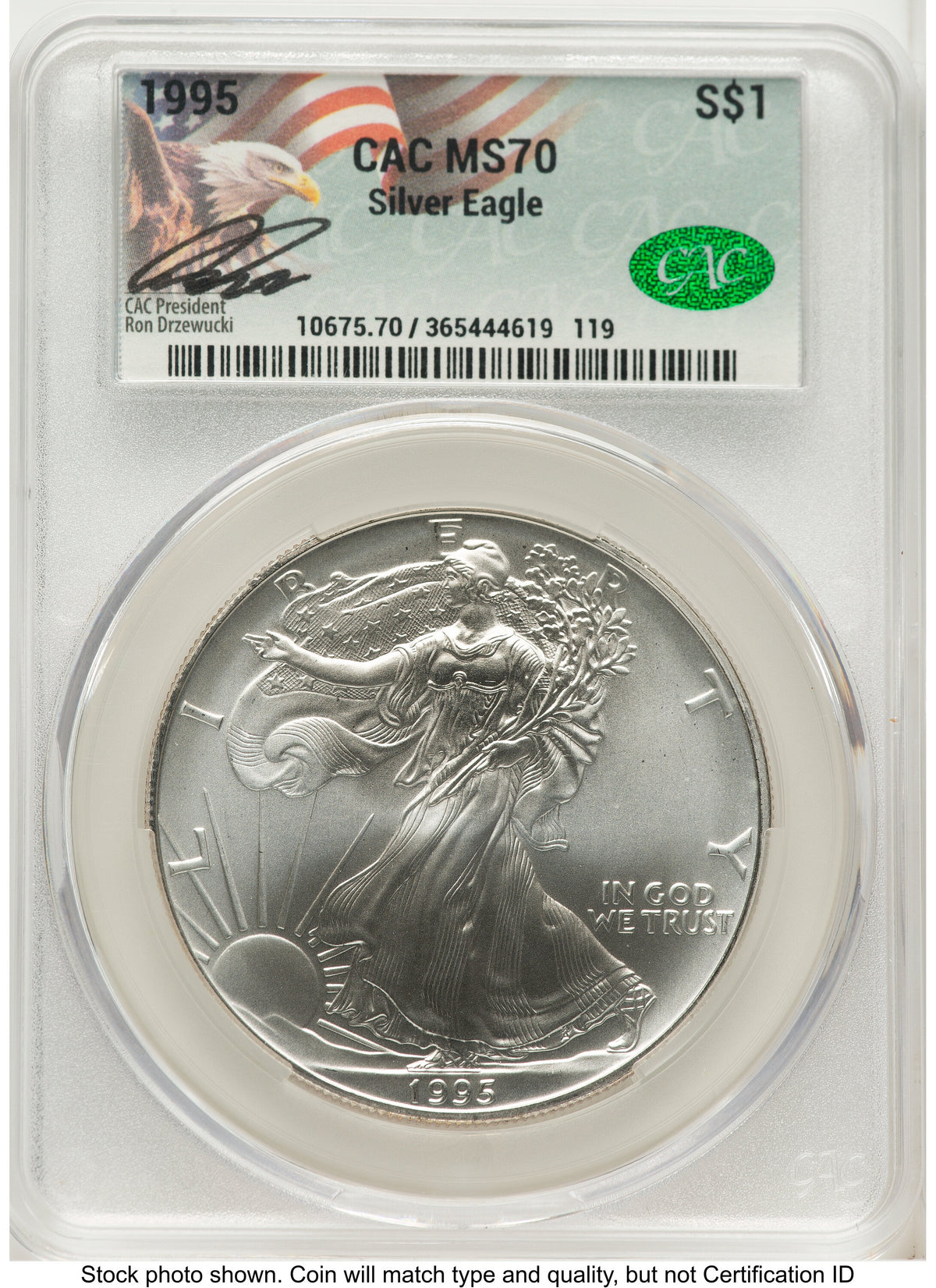 1995 Silver Eagle Ron Drzewucki CACG MS70