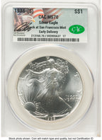 1986-(S) Silver Eagle Early Delivery Ron Drzewucki CACG MS70