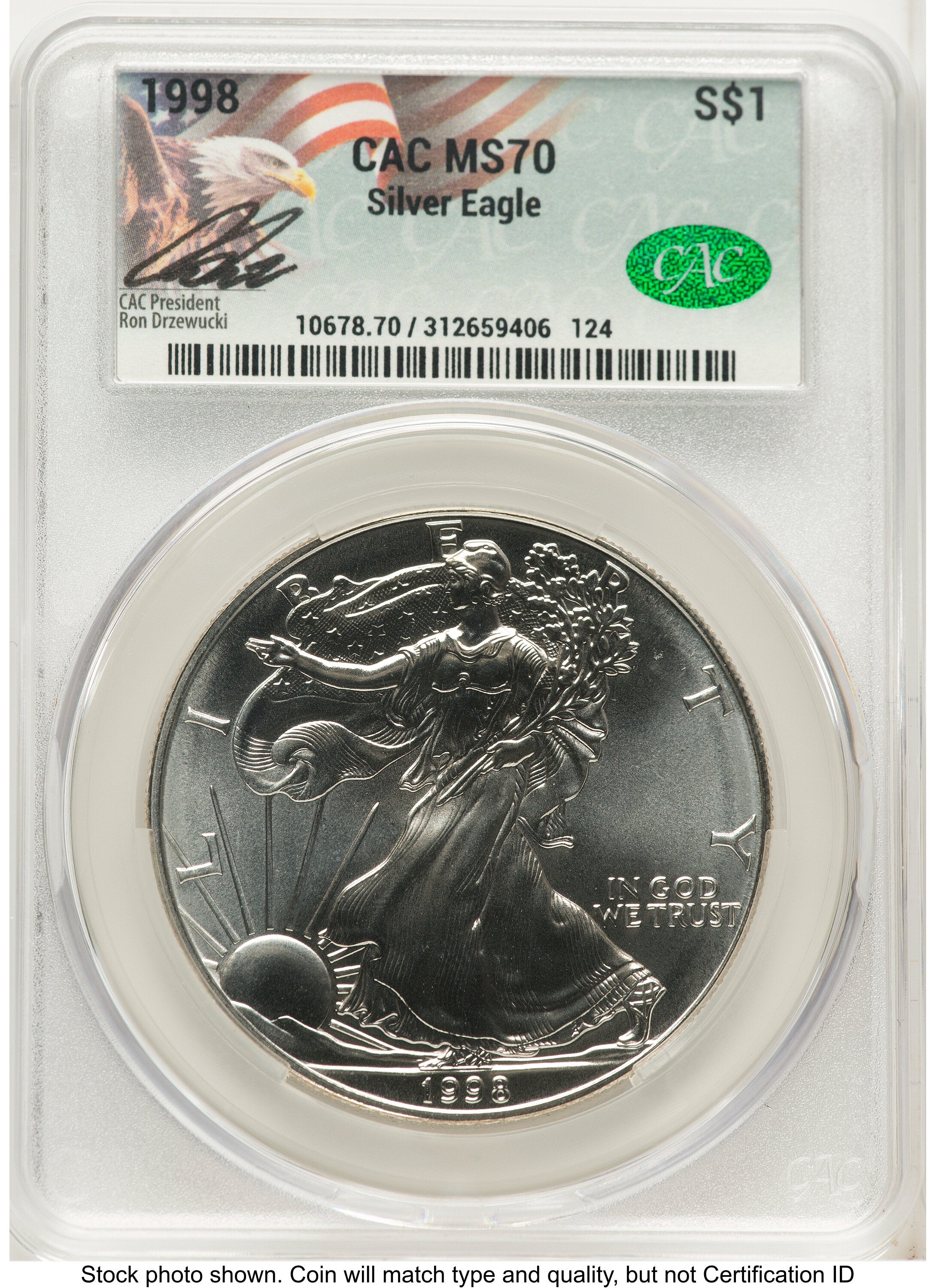 1998 Silver Eagle Ron Drzewucki CACG MS70