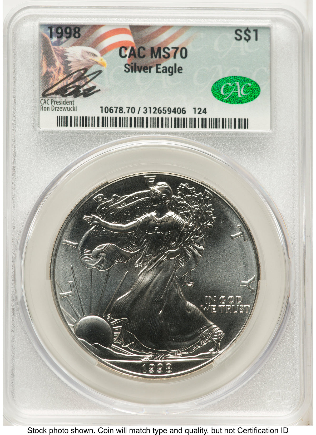 1998 Silver Eagle Ron Drzewucki CACG MS70
