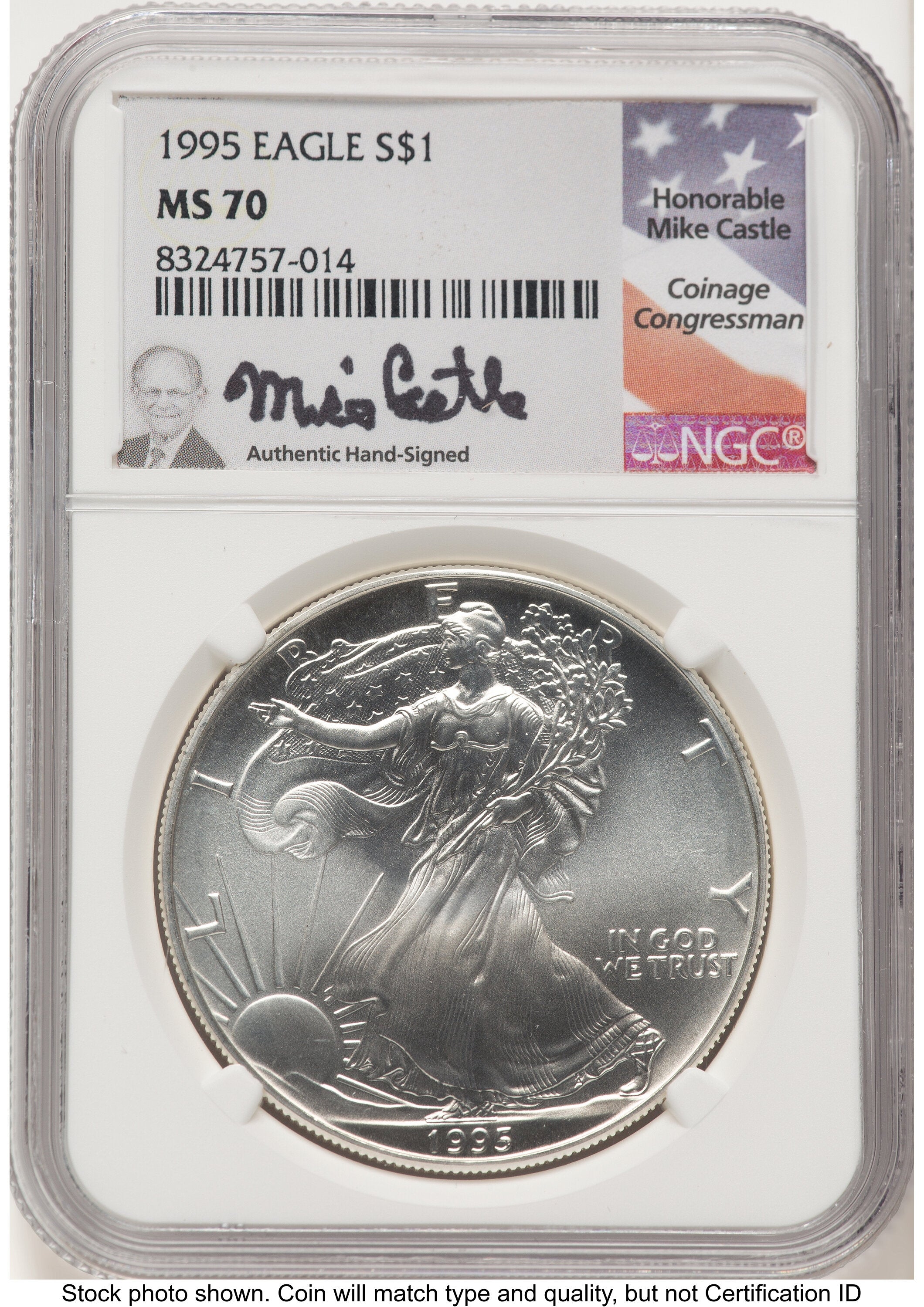 1995 Silver Eagle Mike Castle NGC MS70