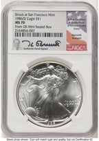 1986-(S) Silver Eagle Kenneth Bressett Portrait From US Mint Sealed Box NGC MS70