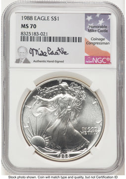 1988 Silver Eagle Mike Castle NGC MS70