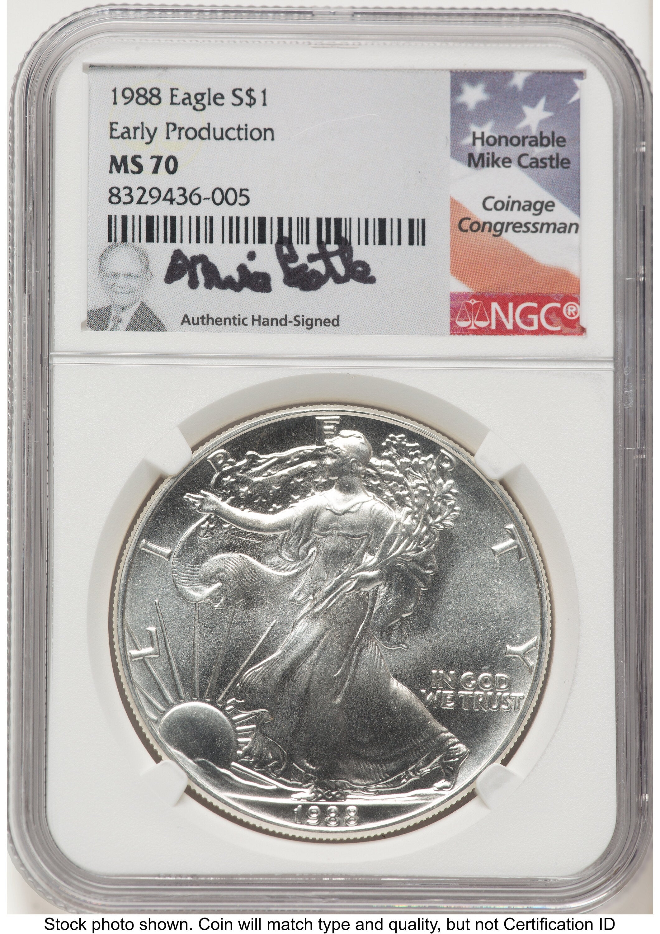 1988 Silver Eagle Early Production Mike Castle NGC MS70