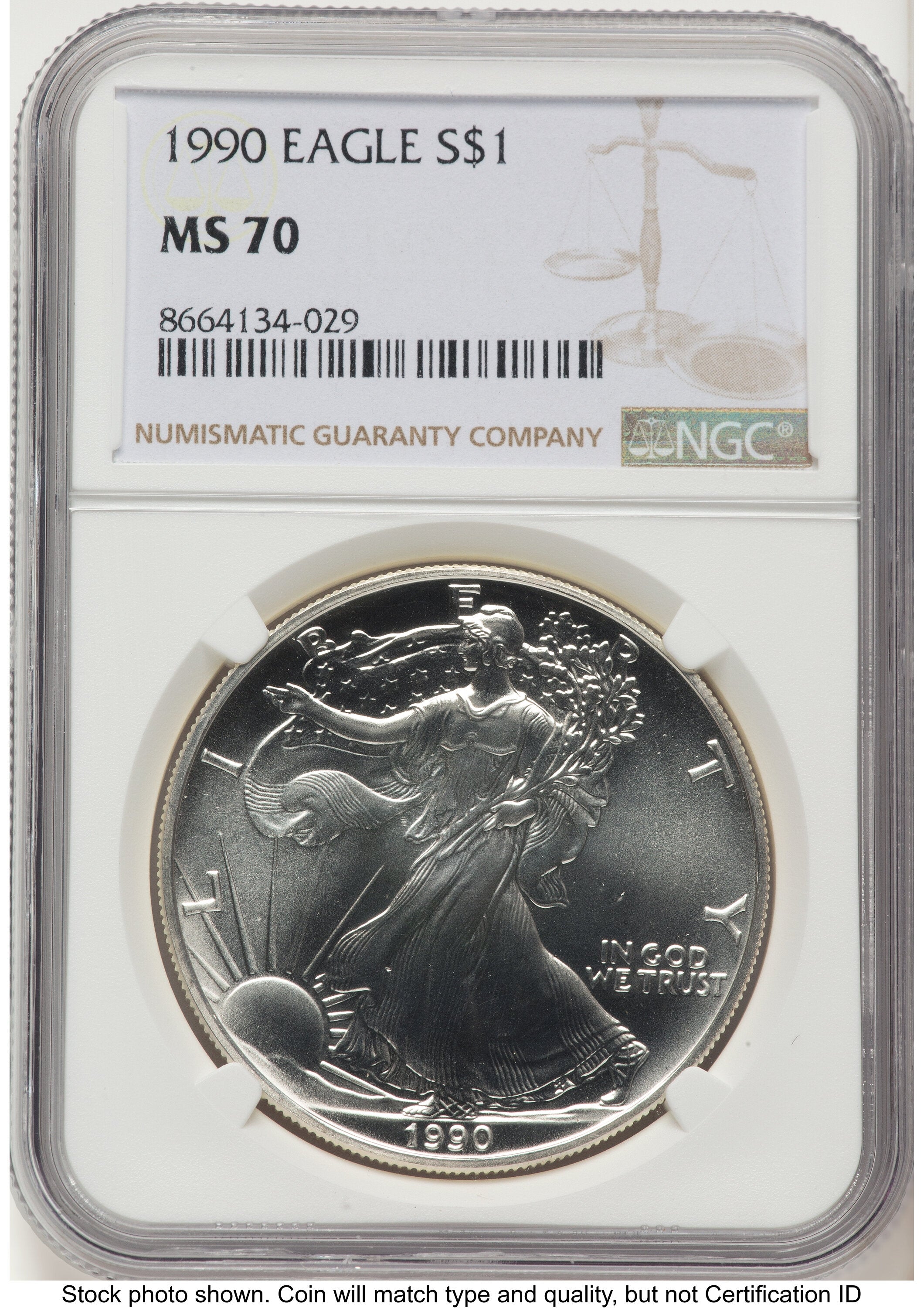 1990 Silver Eagle Brown Label NGC MS70