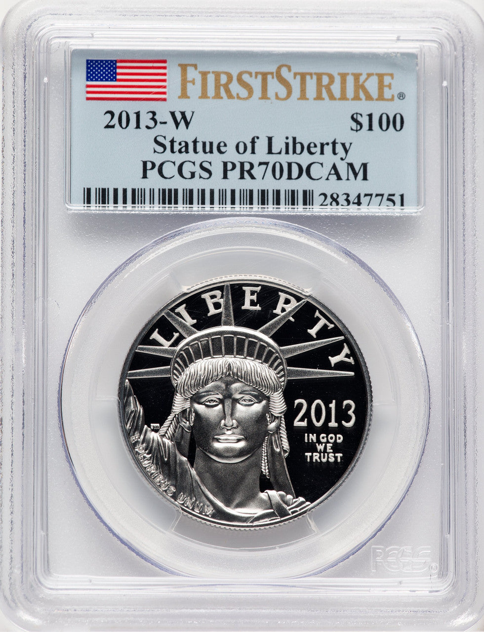 2013-W Proof Platinum Eagle 1 oz FS Flag PCGS PR70DCAM