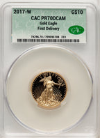 2017-W Gold American Eagle 4-Coin Set First Delivery CACG PR70
