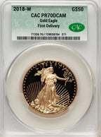 2018-W Gold American Eagle 4-Coin Set First Delivery CACG PR70