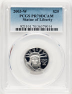 2003-W Proof Platinum Eagle 1/4 oz Blue Gradient PCGS PR70
