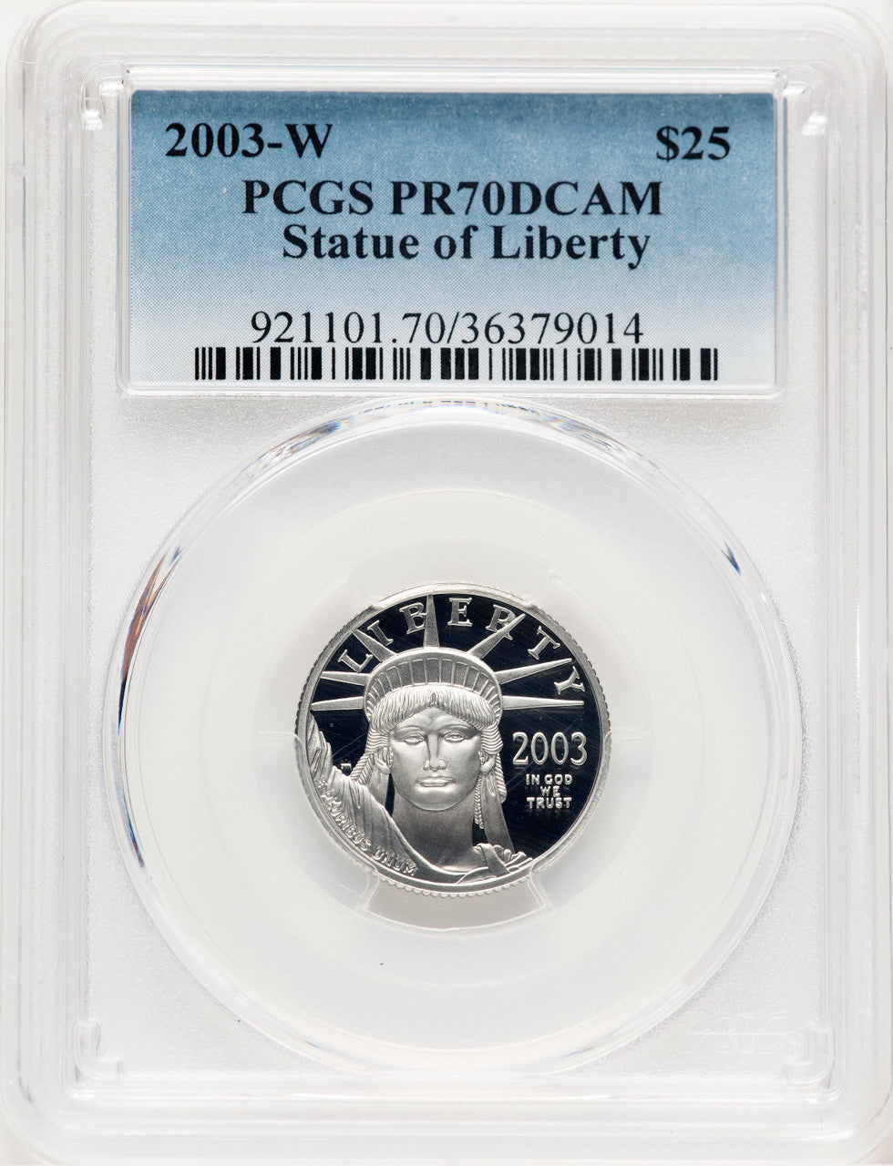 2003-W Proof Platinum Eagle 1/4 oz Blue Gradient PCGS PR70