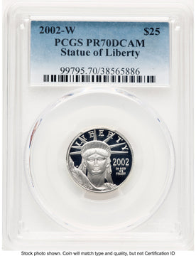 2002-W Proof Platinum Eagle 1/4 oz Blue Gradient PCGS PR70 (520203186)