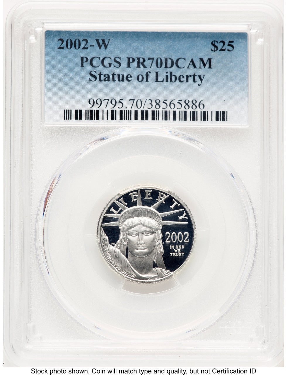 2002-W Proof Platinum Eagle 1/4 oz Blue Gradient PCGS PR70 (520203186)