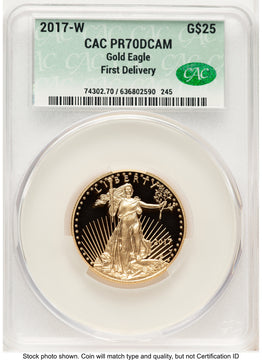 2017-W Proof Gold Eagle 1/2 oz First Delivery CACG PR70