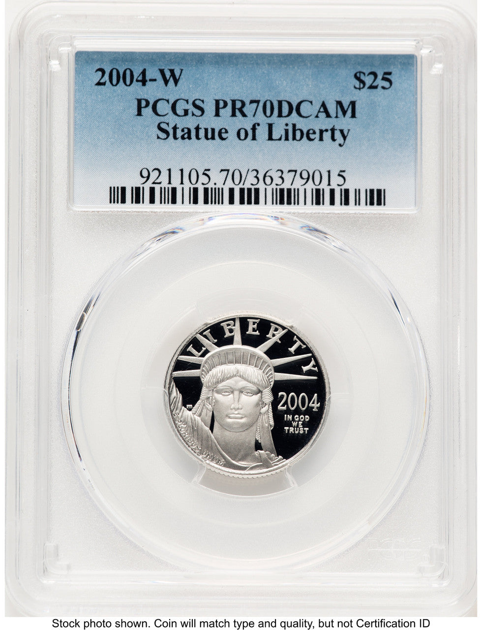 2004-W Proof Platinum Eagle 1/4 oz Blue Gradient PCGS PR70