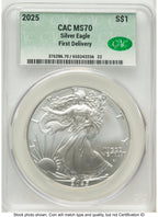 2025 Silver Eagle First Delivery CACG MS70