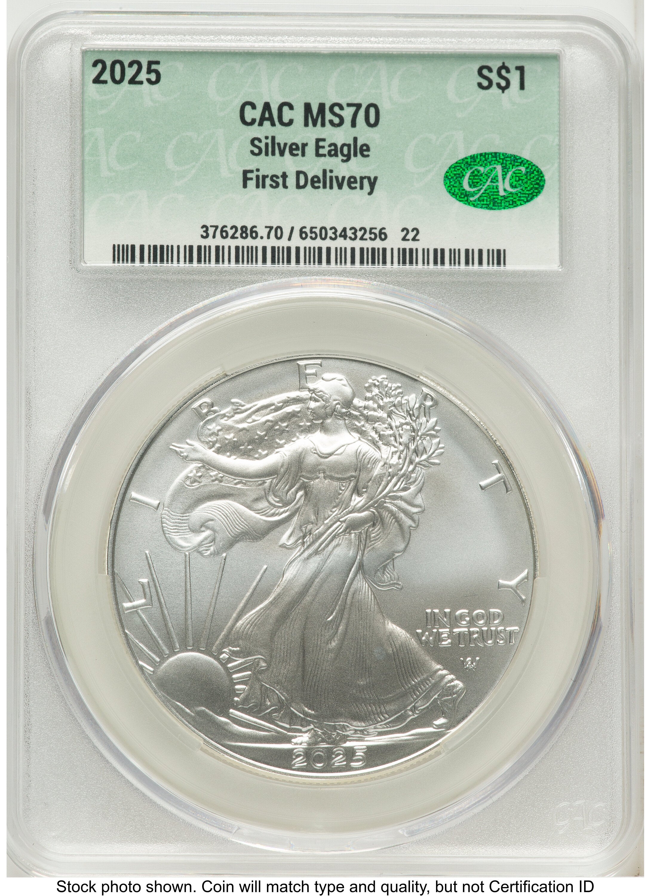2025 Silver Eagle First Delivery CACG MS70