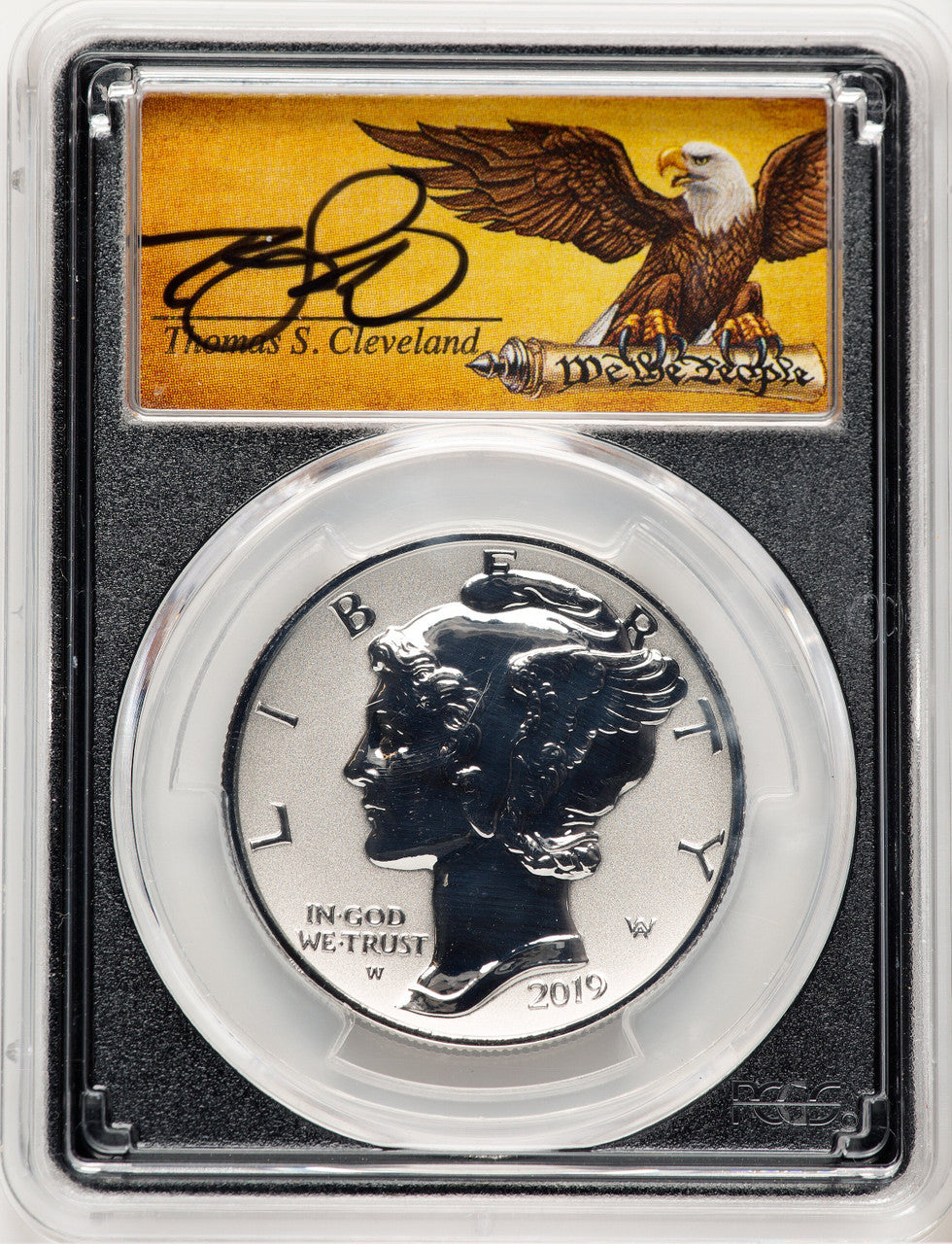 2019-W Palladium Eagle 1 oz REV FDI Thomas Cleveland Scroll PCGS PR70