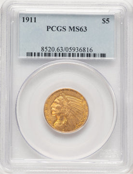 1911 $5 Indian Half Eagle PCGS MS63 (520492021)