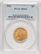 1911 $5 Indian Half Eagle PCGS MS63 (520492021)