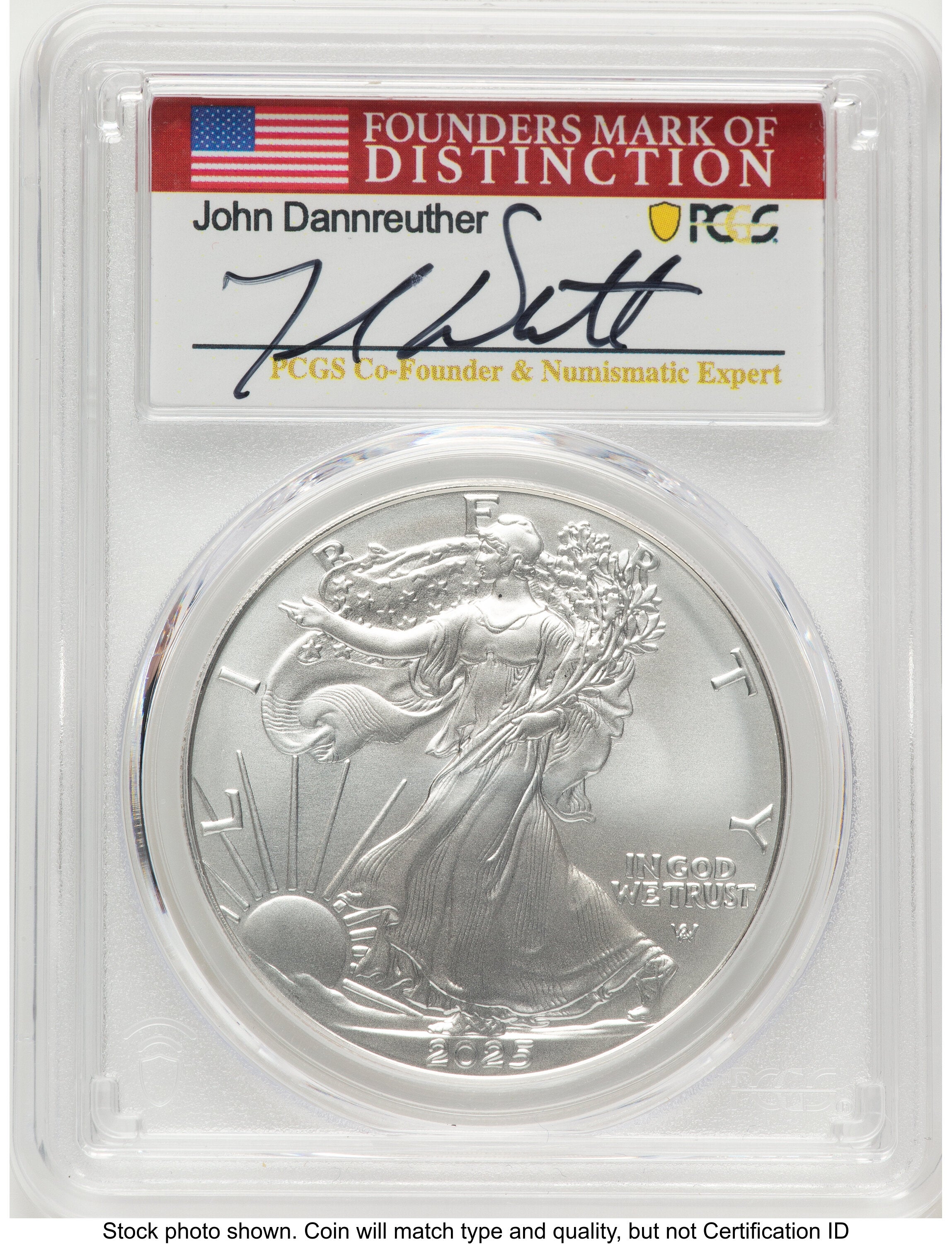 2025 Silver Eagle FS John Dannreuther 1 of 2025 PCGS MS70