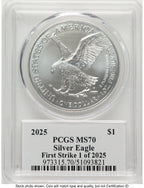 2025 Silver Eagle FS John Dannreuther 1 of 2025 PCGS MS70
