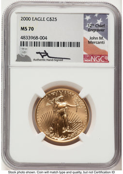 2000 Gold Eagle 1/2 oz John NGC MS70 Mercanti