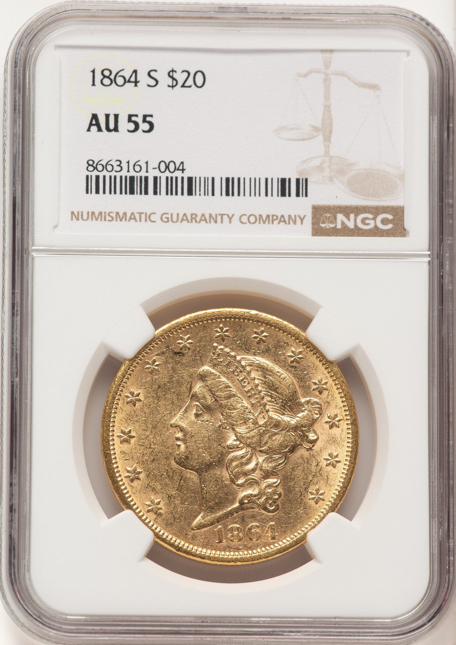 1864-S $20 Liberty Double Eagle NGC AU55 (520642017)