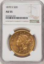 1870-S $20 Liberty Double Eagle NGC AU55