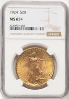 1924 $20 Saint Saint-Gaudens Double Eagle NGC MS65