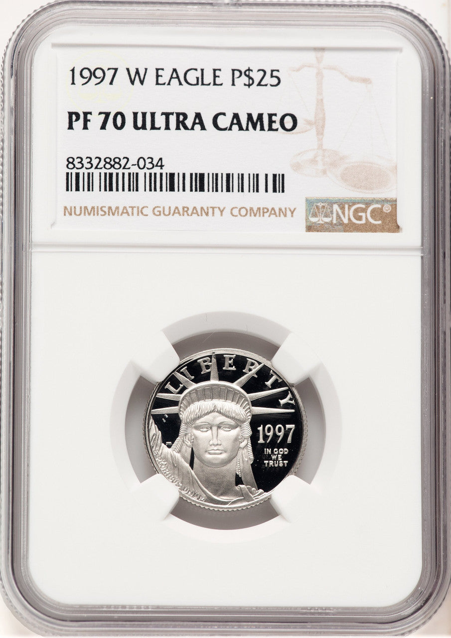 1997-W Proof Platinum Eagle 1/4 oz Brown Label NGC PF70