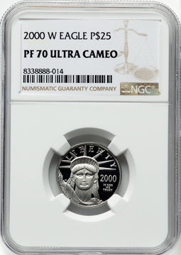 2000-W Proof Platinum Eagle 1/4 oz Brown Label NGC PF70