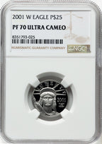 2001-W Proof Platinum Eagle 1/4 oz Brown Label NGC PF70