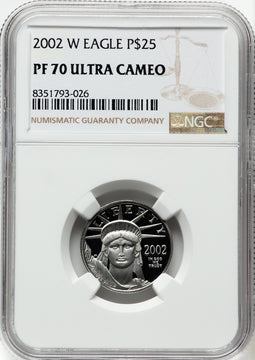 2002-W Proof Platinum Eagle 1/4 oz Brown Label NGC PF70