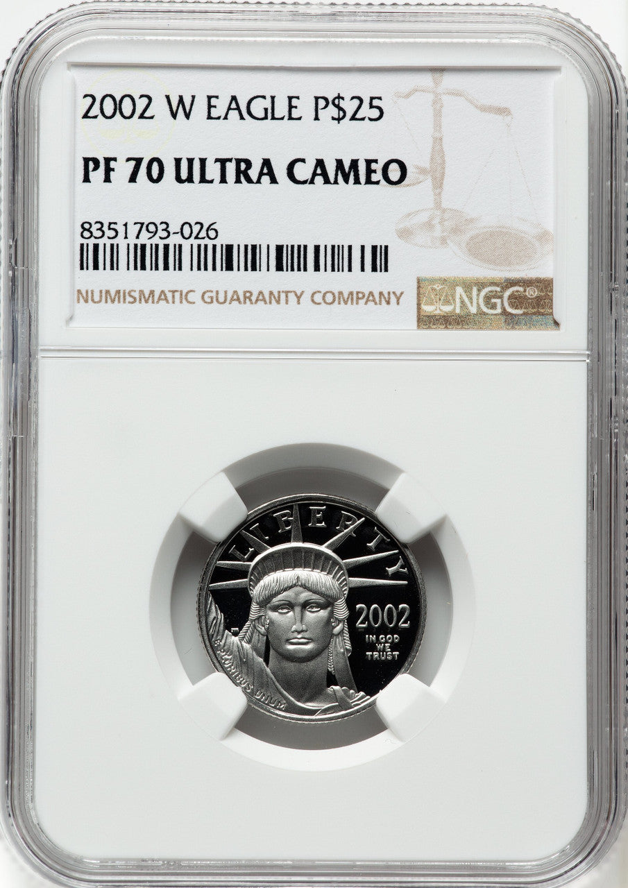 2002-W Proof Platinum Eagle 1/4 oz Brown Label NGC PF70