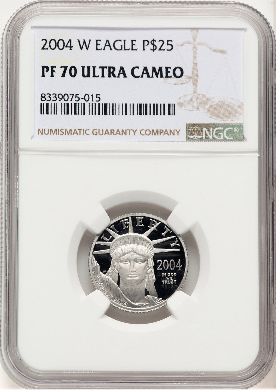 2004-W Proof Platinum Eagle 1/4 oz Brown Label NGC PF70