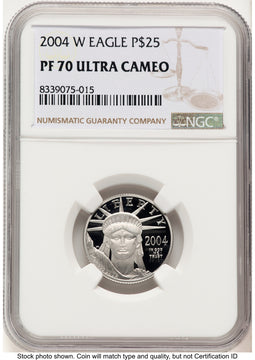 2004-W Proof Platinum Eagle 1/4 oz Brown Label NGC PF70 (520703031)