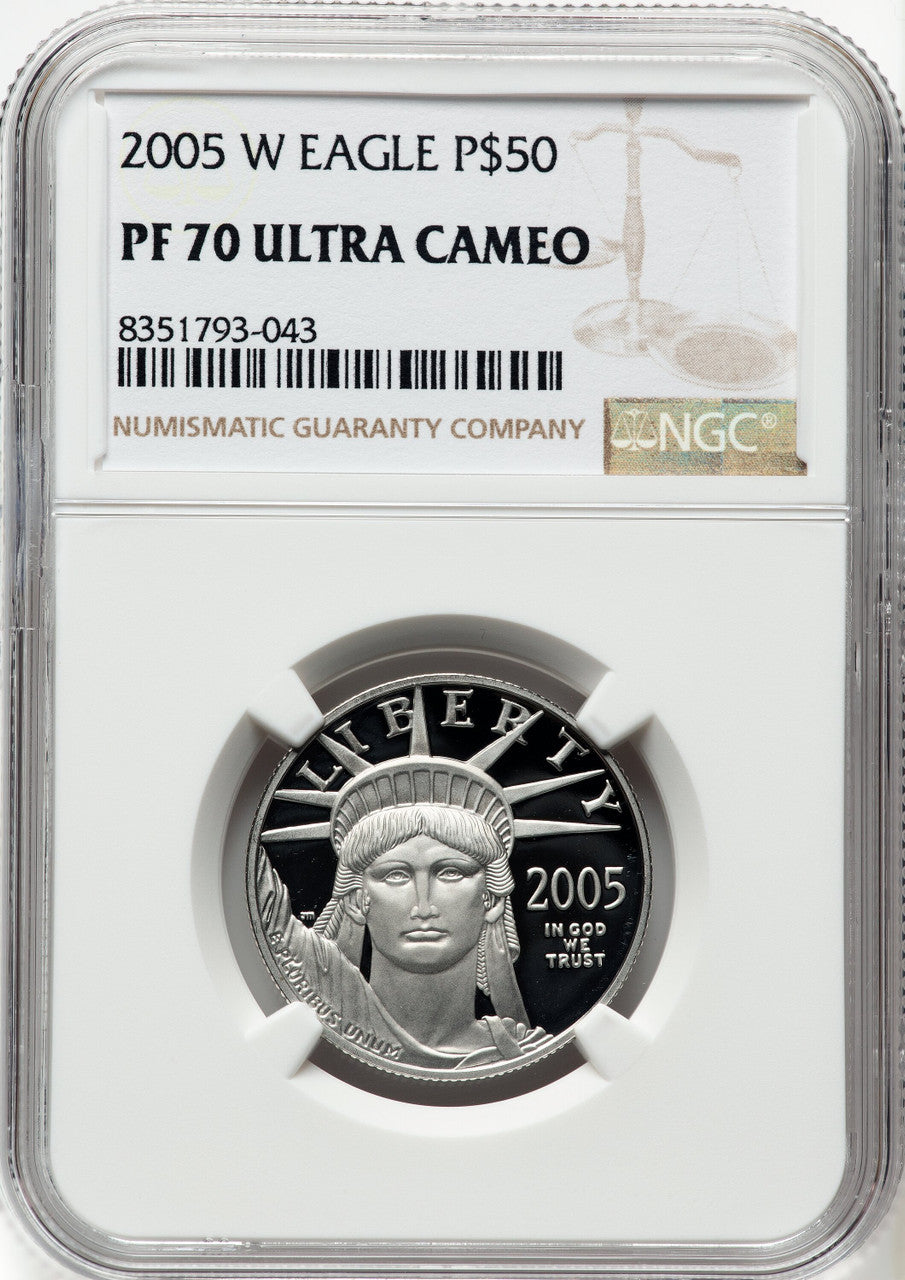 2005-W Proof Platinum Eagle 1/2 oz Brown Label NGC PF70