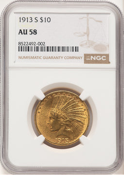 1913-S $10 Indian Eagle NGC AU58 (520743040)