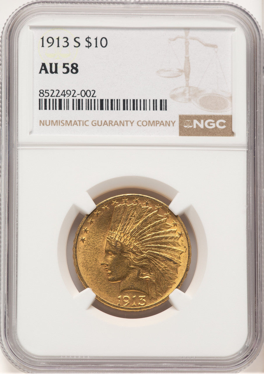 1913-S $10 Indian Eagle NGC AU58 (520743040)