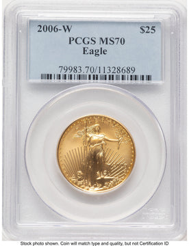 2006-W Burnished Gold Eagle 1/2 oz Blue Label PCGS MS70