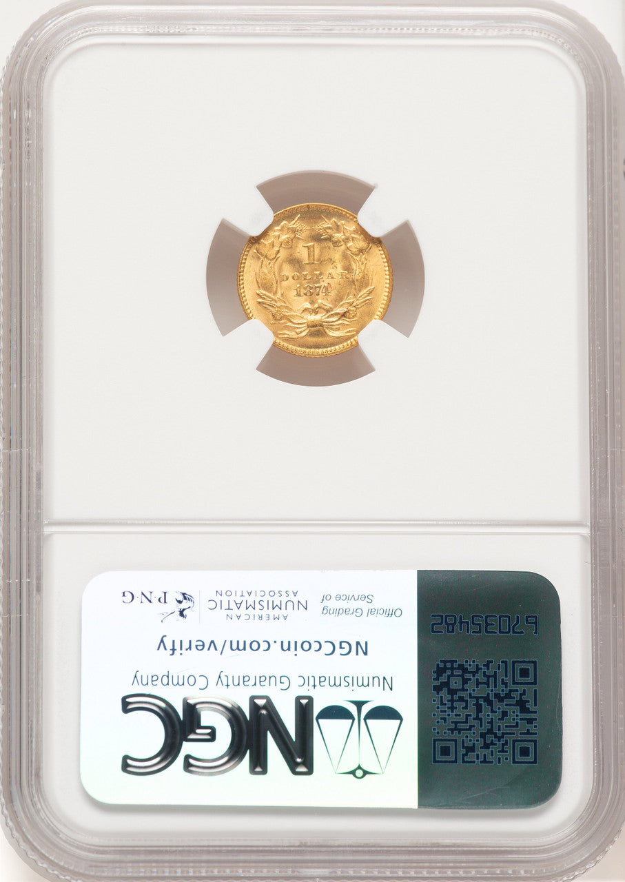1874 G$1 Gold Dollar NGC MS64 (520875012)