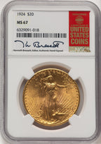 1924 $20 Saint Saint-Gaudens Double Eagle NGC MS67 (520916002)