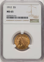 1912 $5 Indian Half Eagle NGC MS65 (520939002)
