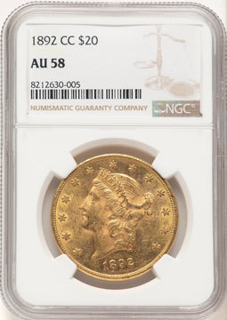 1892-CC $20 Liberty Double Eagle NGC AU58 (520939026)